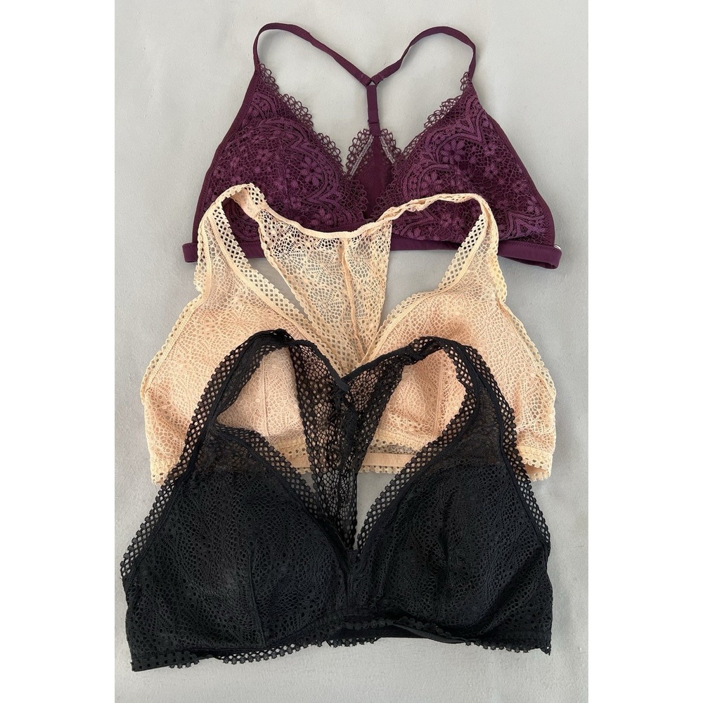 Lot Of‎ 3 Victoria's Secret Women's Bralettes Sz XL Burgundy/Black /Peach